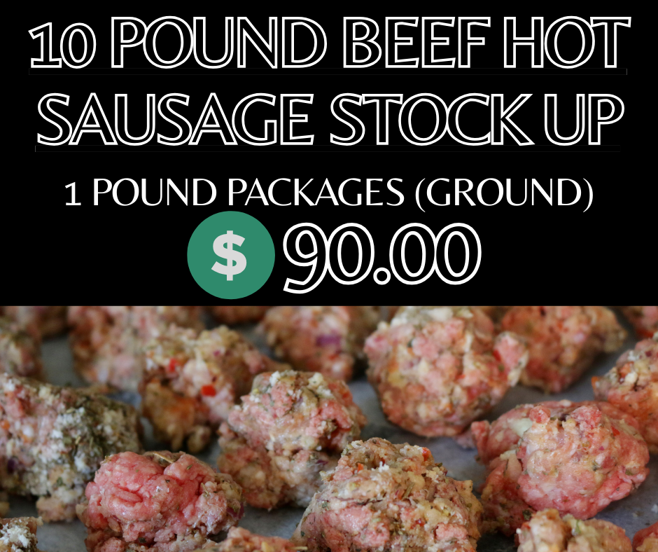 10 Pound Ground Hot Sausage Stock Up