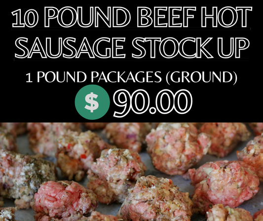 10 Pound Ground Hot Sausage Stock Up