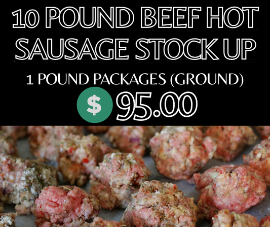 10 Pound Ground Hot Sausage Stock Up